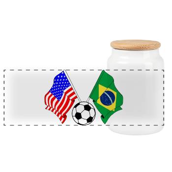 Football Brésil vs États-Unis - Boîte à biscuits avec couvercle en bois - blanc - Devant