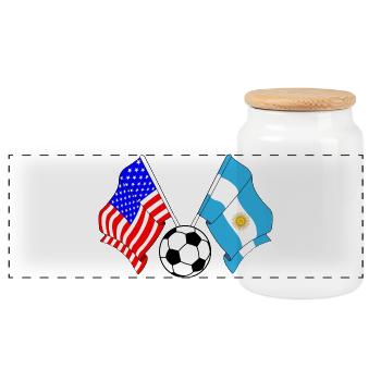 Football Argentine vs USA - Boîte à biscuits avec couvercle en bois - blanc - Devant