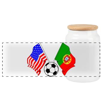Fußball Portugal gegen USA - Panorama Keksdose mit Holzdeckel - Weiß - Vorne