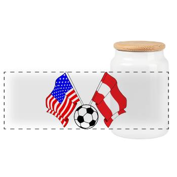 Football Autriche vs États-Unis - Boîte à biscuits avec couvercle en bois - blanc - Devant