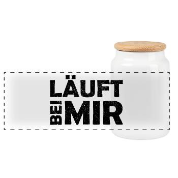 Il court avec moi - Belle expression - Course - Boîte à biscuits avec couvercle en bois - blanc - Devant