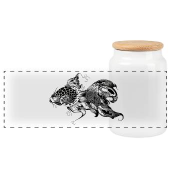 Fish - Panoramic Cookie Jar with Wooden Lid - white - Front