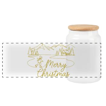 Joyeux Noël Paysage d’hiver Noël - Boîte à biscuits avec couvercle en bois - blanc - Devant