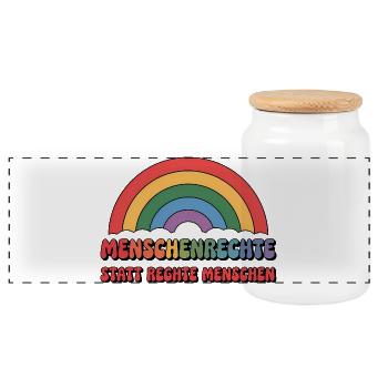 Human rights instead of right-wing people - Cool Pride - Panoramic Cookie Jar with Wooden Lid - white - Front