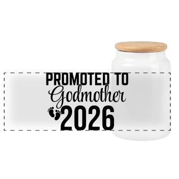 Promoted to Godmother 2026 – Patentante Design - Panorama Keksdose mit Holzdeckel - Weiß - Vorne