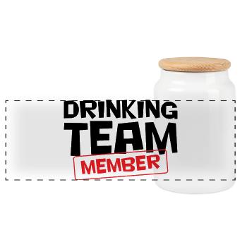 Drinking Team Member / Alcool - Boîte à biscuits avec couvercle en bois - blanc - Devant