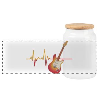 Herzschlag-Gitarre im Fluss - Panorama Keksdose mit Holzdeckel - Weiß - Vorne