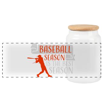 Baseball Season Is The Best Season Fan Game Sports - Panoramic Cookie Jar with Wooden Lid - white - Front