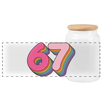 67 - Funny Six Seven T-Shirt - Panoramic Cookie Jar with Wooden Lid - white - Front