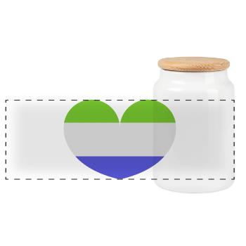 Sierra Leone Herzflagge - Panorama Keksdose mit Holzdeckel - Weiß - Vorne