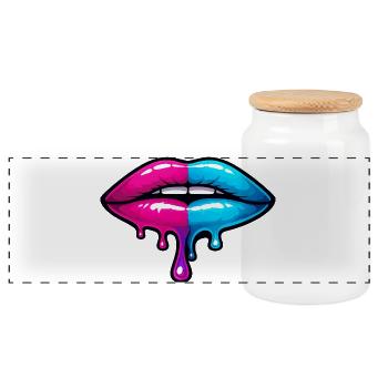 Split Neon Lip Melt - Panorama Keksdose mit Holzdeckel - Weiß - Vorne