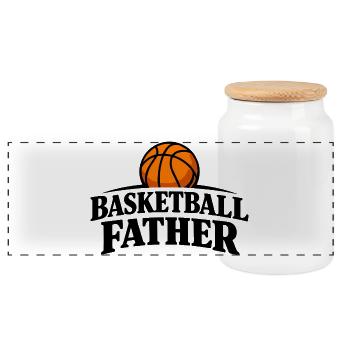 Basketball Father Retro Sports Design - Panoramic Cookie Jar with Wooden Lid - white - Front