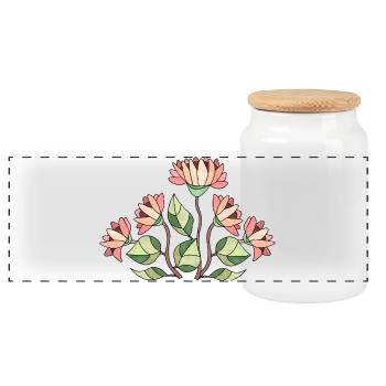 Fleur - Boîte à biscuits avec couvercle en bois - blanc - Devant