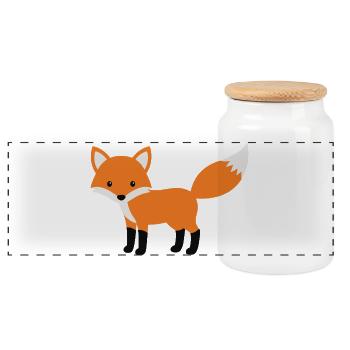 Cute cunning fox minimalist style - Panoramic Cookie Jar with Wooden Lid - white - Front