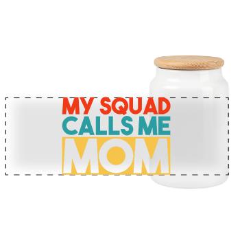 Mein Team nennt mich Mama Retro Typografie - Panorama Keksdose mit Holzdeckel - Weiß - Vorne
