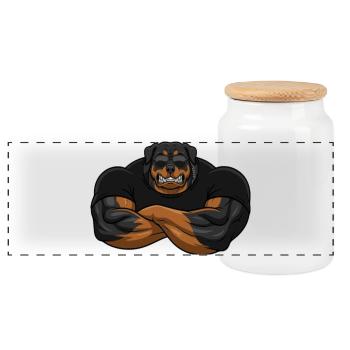 Rottweiler Security – Le videur le plus coriace - Boîte à biscuits avec couvercle en bois - blanc - Devant