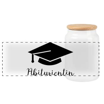 High-school graduate - Panoramic Cookie Jar with Wooden Lid - white - Front