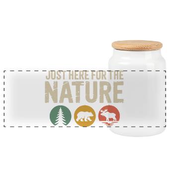 Icônes de la nature : silhouettes d’ours-arbres et orignaux - Boîte à biscuits avec couvercle en bois - blanc - Devant