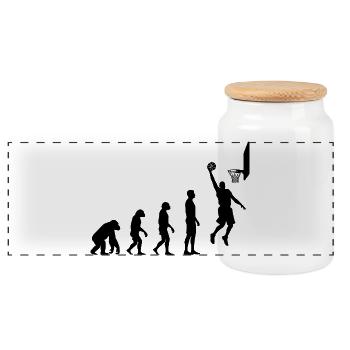 Évolution du basket-ball : d’humain à joueur de basket - Boîte à biscuits avec couvercle en bois - blanc - Devant