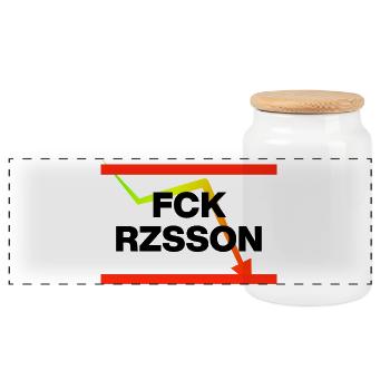 FCK RZZSSN! FUCK REZEESSION FOR ALL GERMANY - Panoramic Cookie Jar with Wooden Lid - white - Front