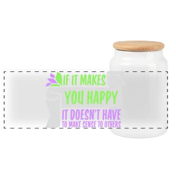 If Makes You Happy Sense Others Spruch Glück Frei - Panorama Keksdose mit Holzdeckel - Weiß - Vorne
