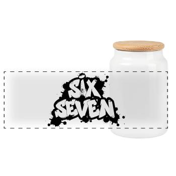 Six Seven Graffiti - Panoramic Cookie Jar with Wooden Lid - white - Front