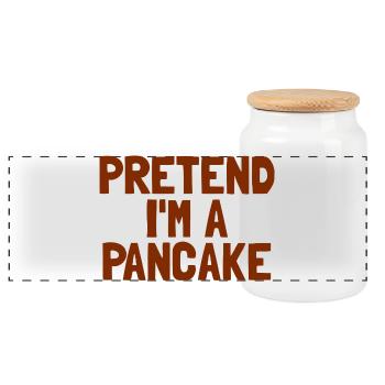 Imagine I'm a pancake breakfast Ha - Panoramic Cookie Jar with Wooden Lid - white - Front