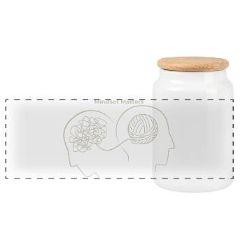 Mindset Matters: Thought Nodes - Panoramic Cookie Jar with Wooden Lid - white - Front