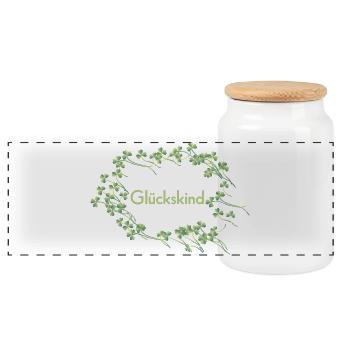 Lucky Child - Panoramic Cookie Jar with Wooden Lid - white - Front