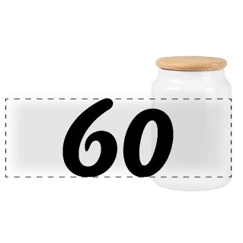 60. 60 JAHRE. 60-JÄHRIGES JUBILÄUM. 60. GEBURTSTAG. - Panorama Keksdose mit Holzdeckel - Weiß - Vorne