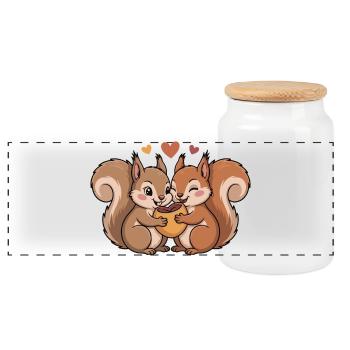 Un couple d’écureuils adore la Saint-Valentin - Boîte à biscuits avec couvercle en bois - blanc - Devant