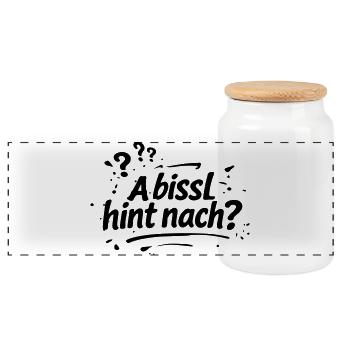 A bissel hint nach - Panorama Keksdose mit Holzdeckel - Weiß - Vorne