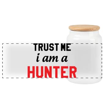 Crois moi, je suis chasseur - Boîte à biscuits avec couvercle en bois - blanc - Devant