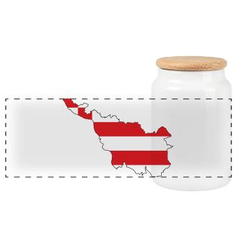 City of Bremen - Contour with bacon flag - Panoramic Cookie Jar with Wooden Lid - white - Front