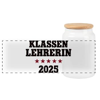 Klassen Lehrerin 2026 Leiterin Klassenlehrerin - Panorama Keksdose mit Holzdeckel - Weiß - Vorne