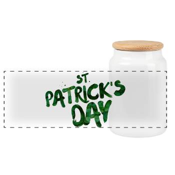 Grüne Blatt-Typo St Patrick's Day - Panorama Keksdose mit Holzdeckel - Weiß - Vorne