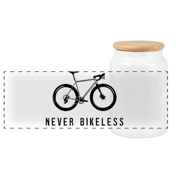 Never bikeless, racing bike, gravelbike, Rennrad - Panorama Keksdose mit Holzdeckel - Weiß - Vorne