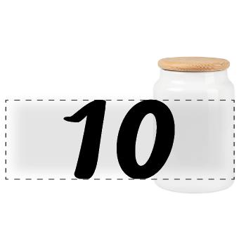 10. 10 YEARS. 10th ANNIVERSARY. 10 YEAR ANNIVERSARY. - Panoramic Cookie Jar with Wooden Lid - white - Front