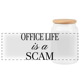 La vie de bureau est une arnaque - Citation sarcastique - Boîte à biscuits avec couvercle en bois - blanc - Devant