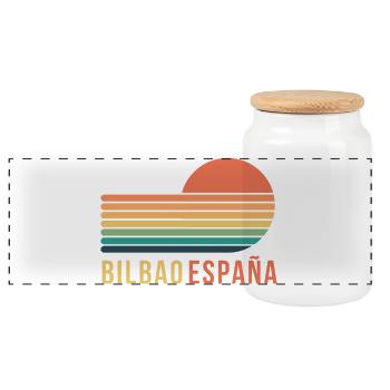 Bilbao España - Panorama Keksdose mit Holzdeckel - Weiß - Vorne