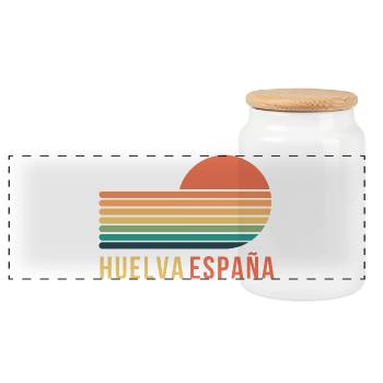 Huelva, Espagne - Boîte à biscuits avec couvercle en bois - blanc - Devant