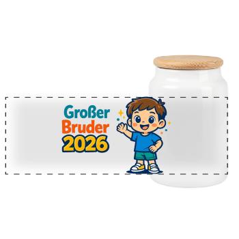 Cadeau des enfants Big Brother 2026 - Boîte à biscuits avec couvercle en bois - blanc - Devant