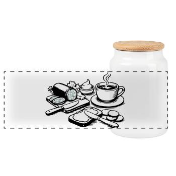 meal - Panoramic Cookie Jar with Wooden Lid - white - Front