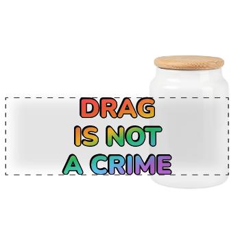 Drag ist kein Verbrechen – Regenbogen-Glyphen - Panorama Keksdose mit Holzdeckel - Weiß - Vorne