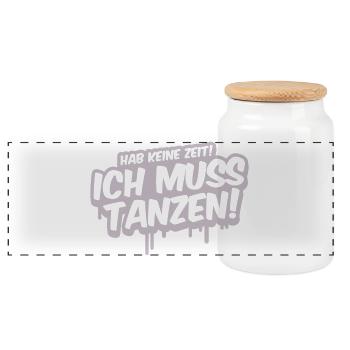 Ich Muss Tanzen Graffiti - Panorama Keksdose mit Holzdeckel - Weiß - Vorne