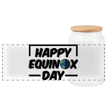 Happy Equinox Day Easter Ostara Blessings - Panoramic Cookie Jar with Wooden Lid - white - Front