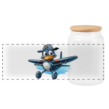 Pilote de pingouin dans un avion - Boîte à biscuits avec couvercle en bois - blanc - Devant
