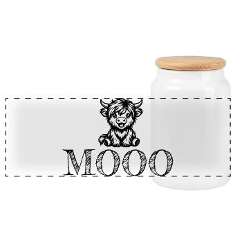 Cute cow design Mooo - Panoramic Cookie Jar with Wooden Lid - white - Front