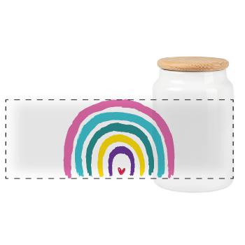 Regenbogen mit Herz Farben der 90er  - Panorama Keksdose mit Holzdeckel - Weiß - Vorne