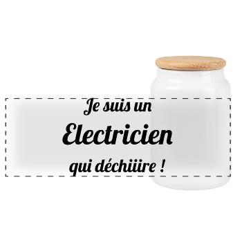 Électricien Qui Déchire : L'As des Disjoncteurs - Boîte à biscuits avec couvercle en bois - blanc - Devant